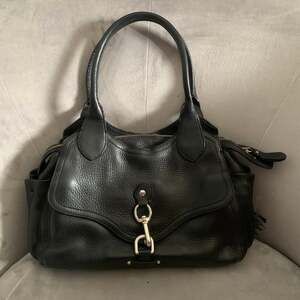 Cole Haan Black Leather Shoulder Bag with Silver Accents
